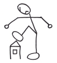 angry stickman stepping on a house